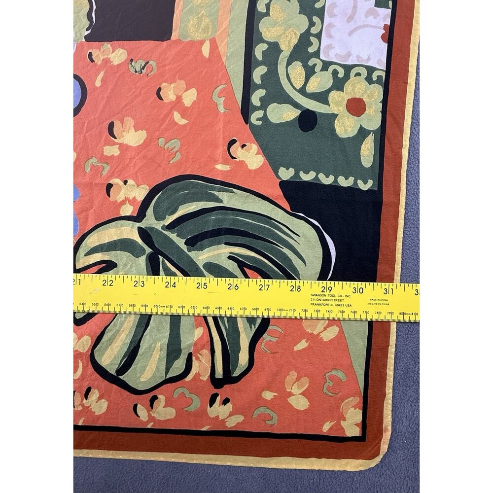 Nordstrom 100% Silk Scarf Made Italy Floral Still Life Square 33” Art Print - Picture 3 of 6